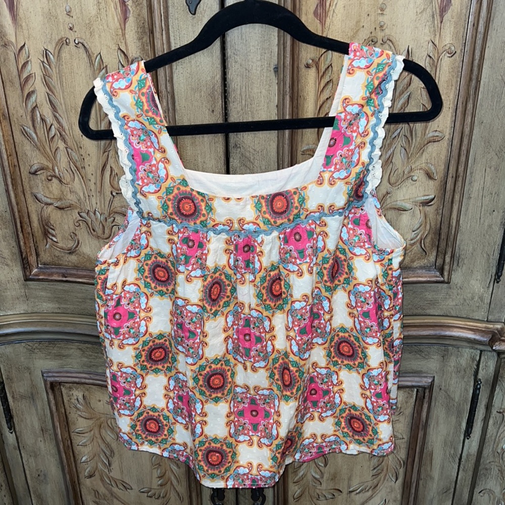 Anthropologie Let Me Be Abstract Ruffled Tank Petite - Picture 4 of 10